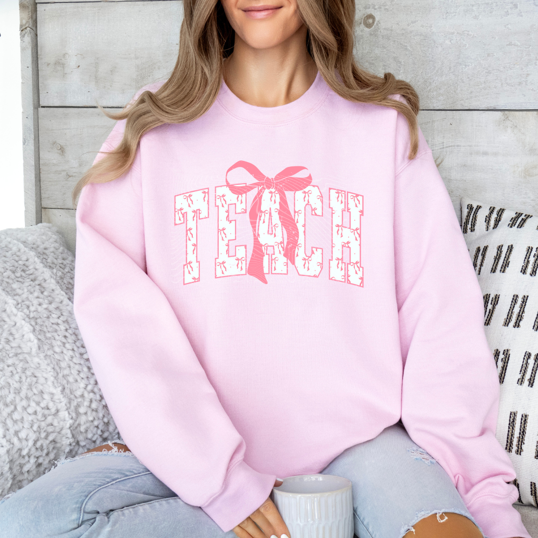 Teach Pink Bow  DTF